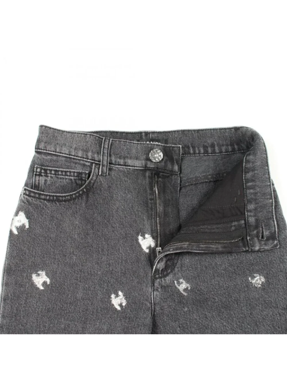 Chanel Denim Pants CC Logo Cotton